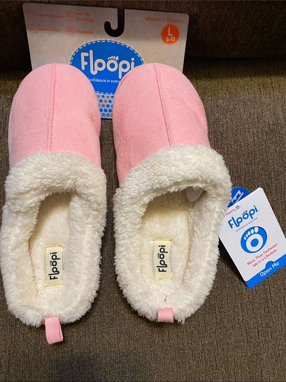 Floopi Pink Plush Women's Slippers with Cream Faux Fur